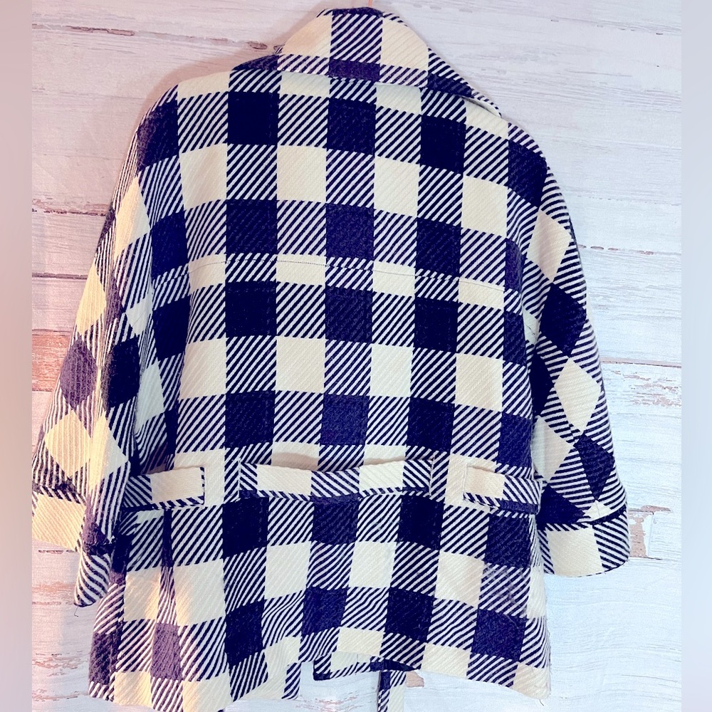Willi Smith Plaid Checkered Cropped Peacoat Large - Picture 7 of 16